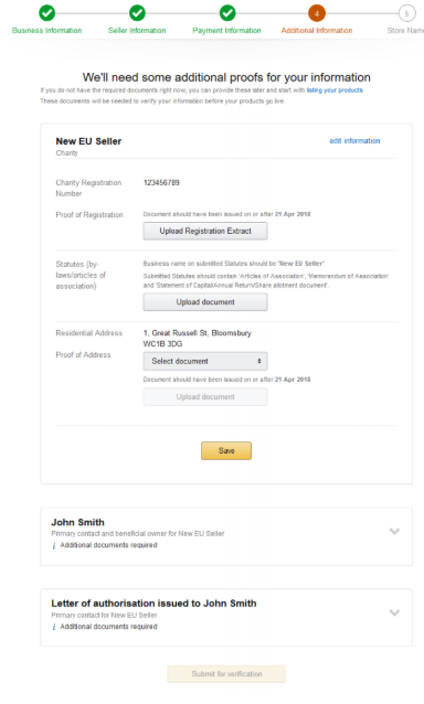 Utwórz Konto na Amazon- dodatkowe wymagane dokumenty